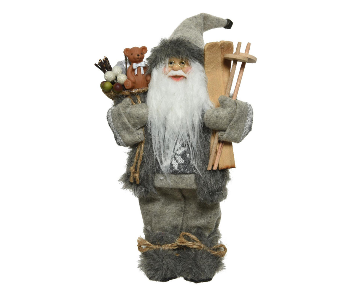 Decoris Weihnachtsmann h45cm graues Polyester