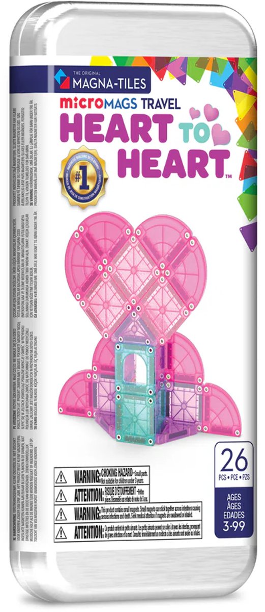Magna-Fliesen | Micro Mags Herz-zu-Herz-Reiseset, 26-teiliges Set