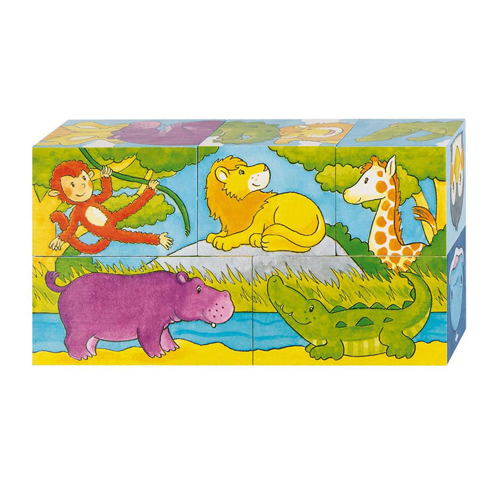 Goki Holzblock -Puzzle -Safari, 5st.