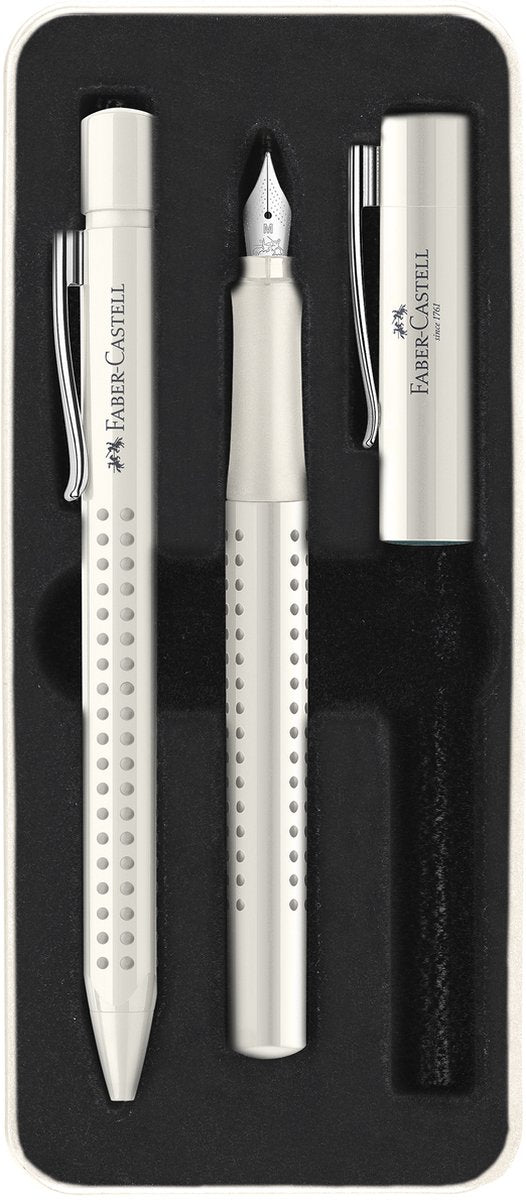 Faber-Castell Grip 2010 – Schreibset Kugelschreiber und Füllfederhalter – in Geschenkbox – Harmony Coconut Milk – FC-201527