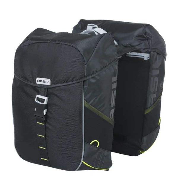 Basil Doppel-Fahrradtasche Meilen 34 Liter 13 x 26 x 35 cm (2x) - Schwarzkalk