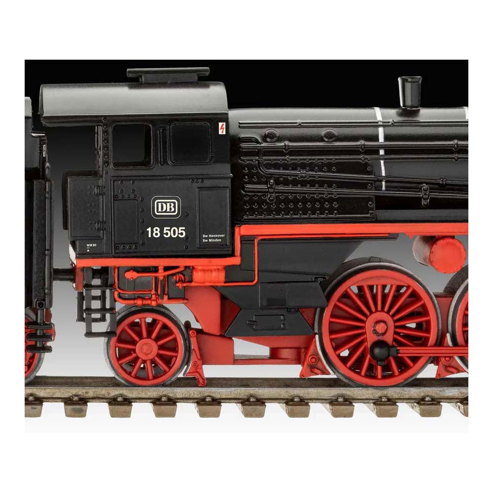 Revell Modellbausatz Militärfahrzeuge – 02167 Baureihe 18 505 – Tender 2’3’ T 38 – Dampflokomotive aus Kunststoff – 1:87 – Modellbau