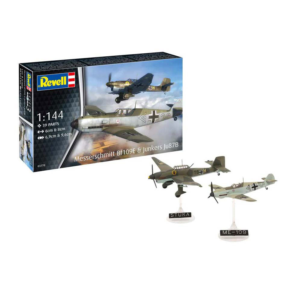 Revell Modellbausatz - Messerschmitt bf109e Junkers Ju87b 1:144 - 39-tlg.