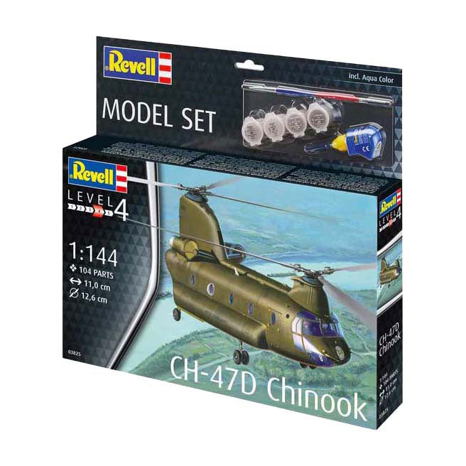 Revell Modellbausatz - CH-47D Chinook 1:144 - 104-tlg. - inkl. Grundfarben