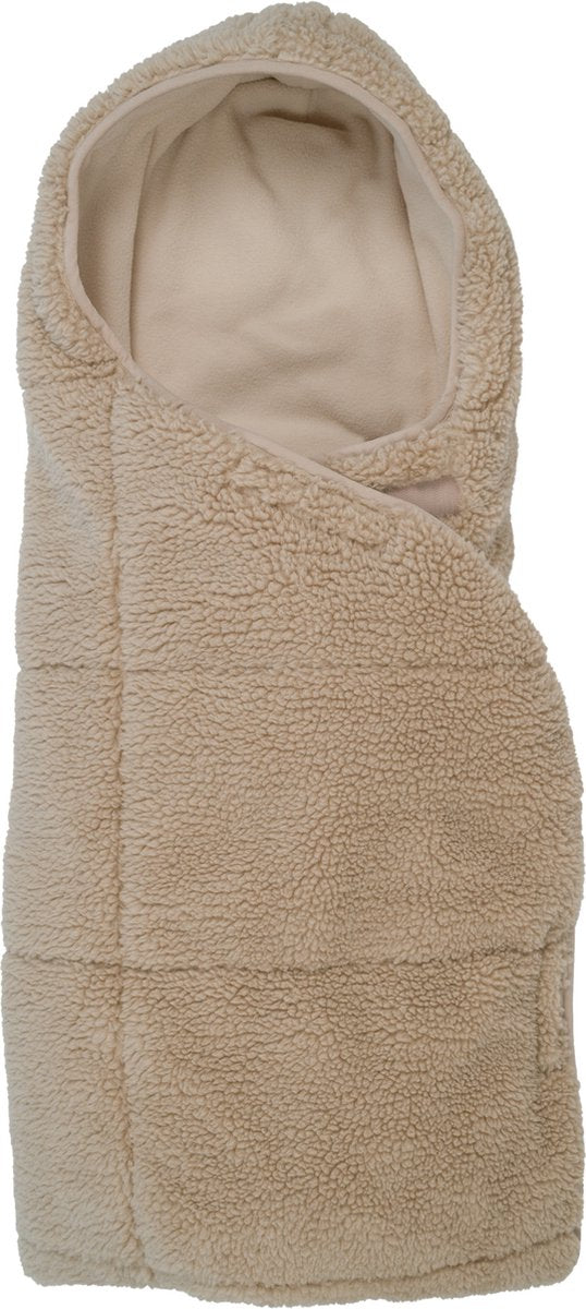 Lodger wrapper - teddy wikkeldeken voor autostoel - beige - 0-9 maanden - verstelbaar - omslagdoek baby