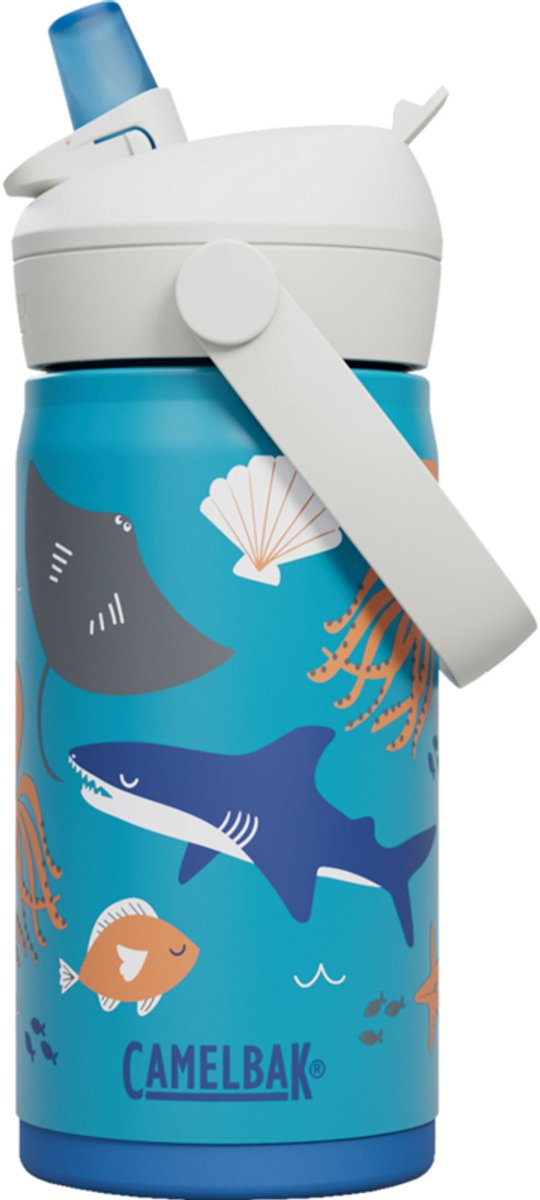 Camelbak Thrive Flip Straw Trinkflasche Kinder – 350 ml – Edelstahl – mit Strohhalm – Isolierwasserflasche – Blau