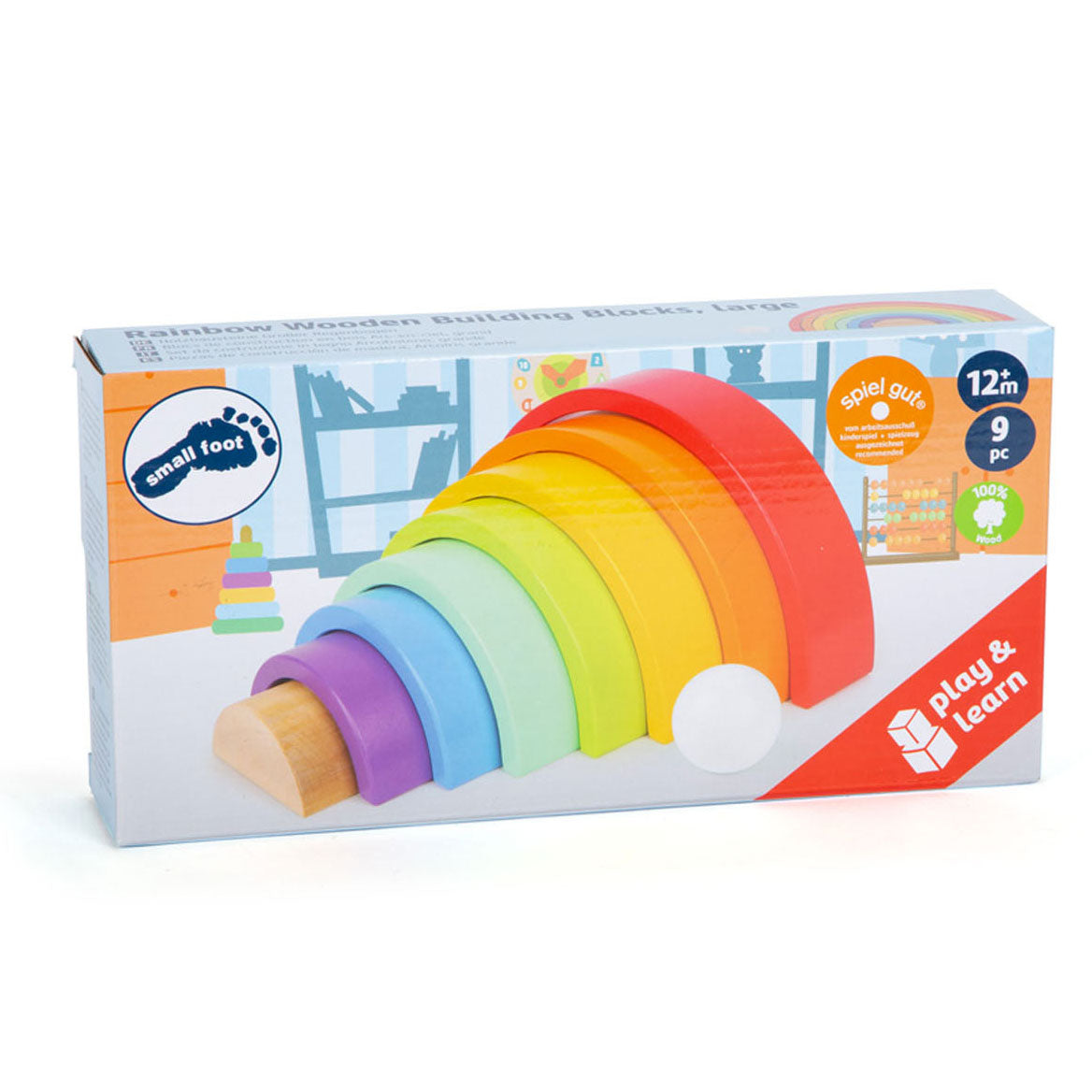 Kleiner Fuß - Holzbausteine Regenbogen, 9dlg.