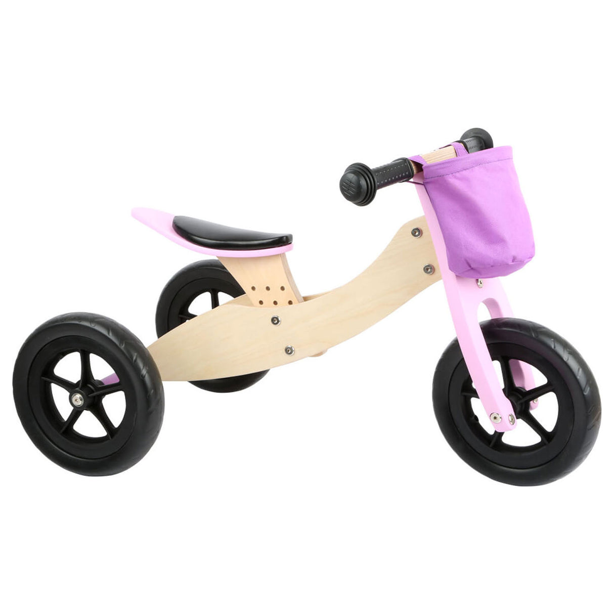 Kleiner Fuß - Holzdreirad und Balance Bike 2in1 Maxi Pink