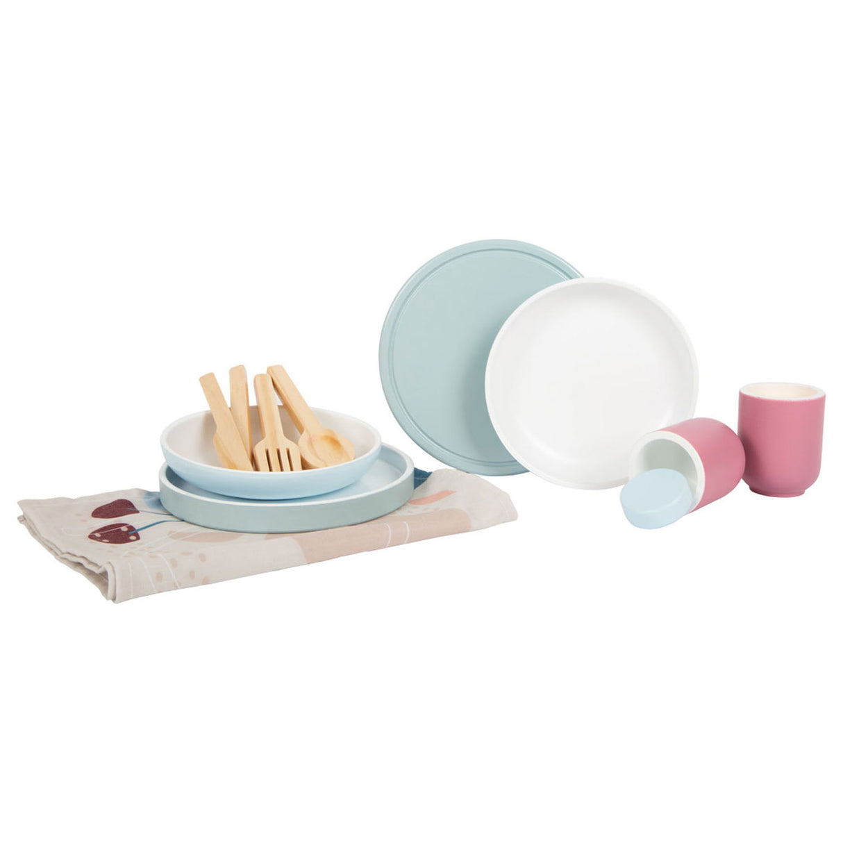 Kleiner Fuß - Holzbesteckset mit Platzmatten, 18dlg.