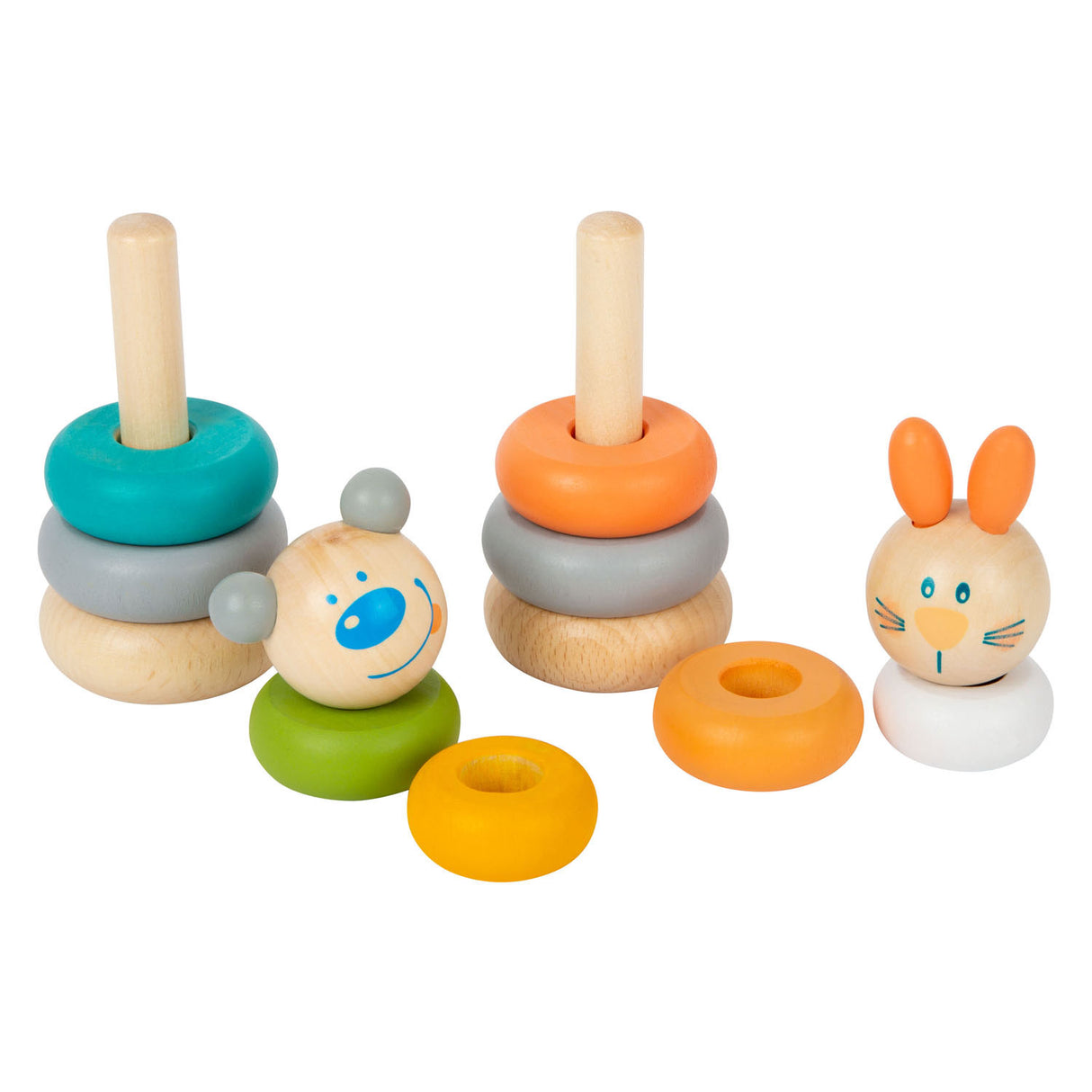 Kleiner Fußhölzer Stapelstapel -Turm Tierpastell, 6dlg.