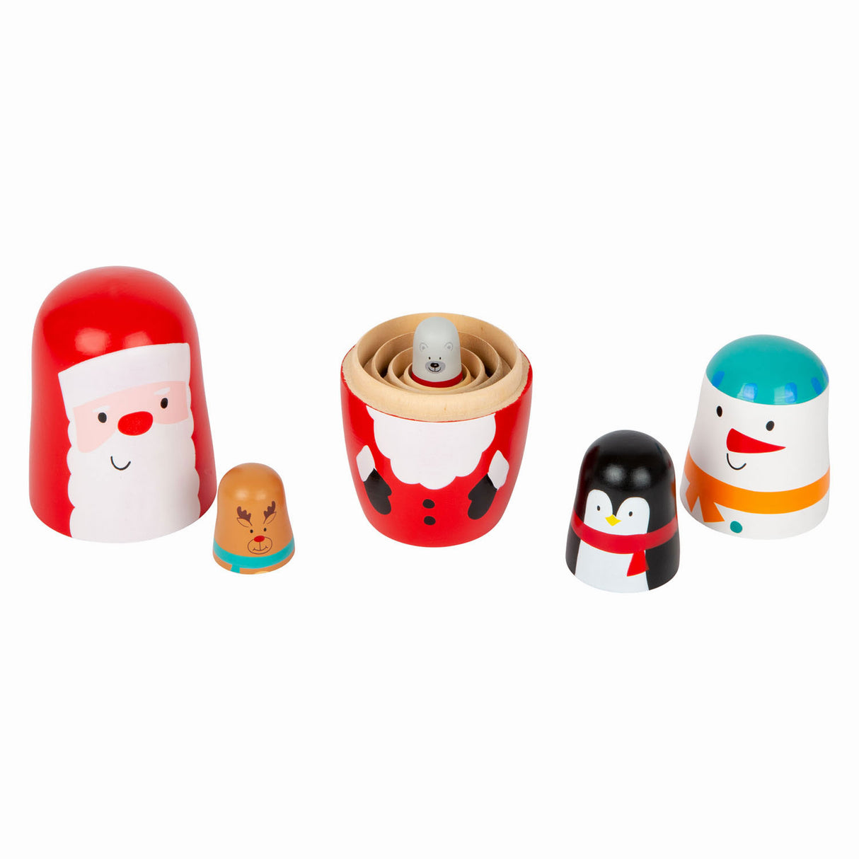 Kleine Fußholzmatryoshka -Puppen Weihnachten