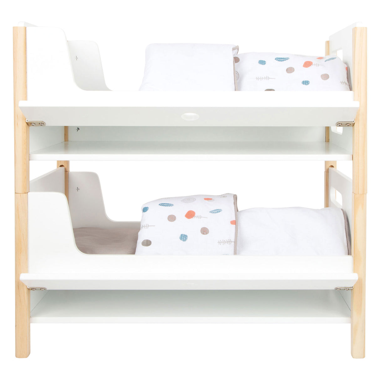 Kleine Fuß Holzpuppe Hochbett Little Knopf mit Bettwäsche, 6dlg.