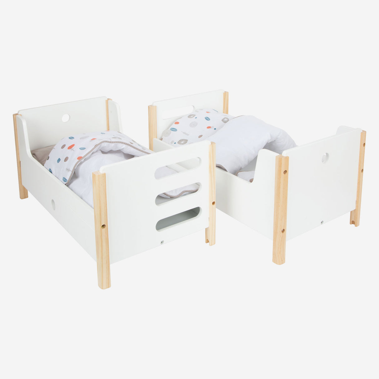 Kleine Fuß Holzpuppe Hochbett Little Knopf mit Bettwäsche, 6dlg.