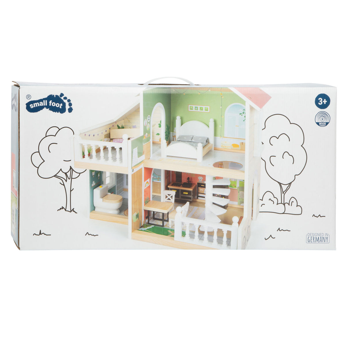Small Foot – Stadtvilla-Puppenhaus aus Holz mit Möbeln, 9-teilig.