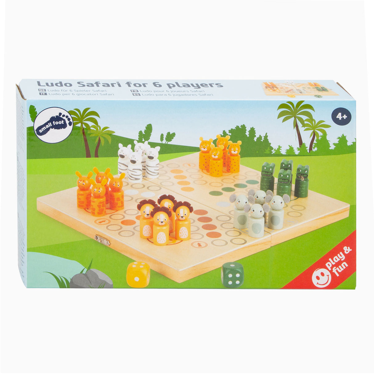 Kleiner Fuß Holz Ludo Game 6 Spieler