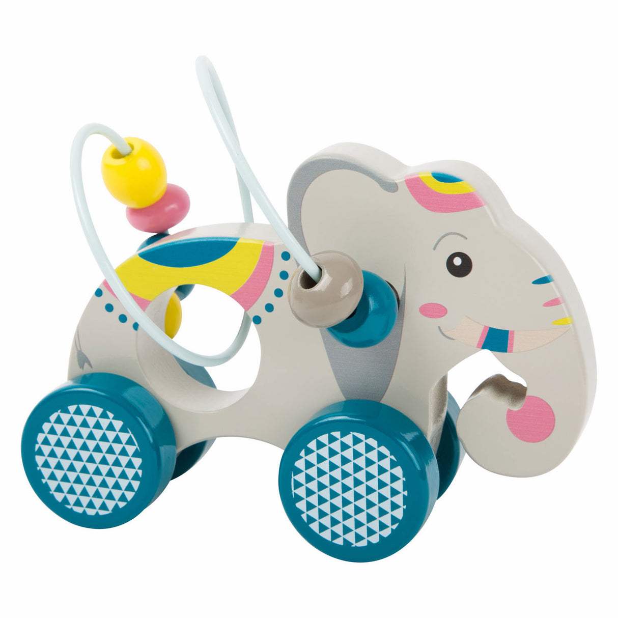 Kleiner Fuß - Schiebefigur Elefant aus Holz mit Motorspirale