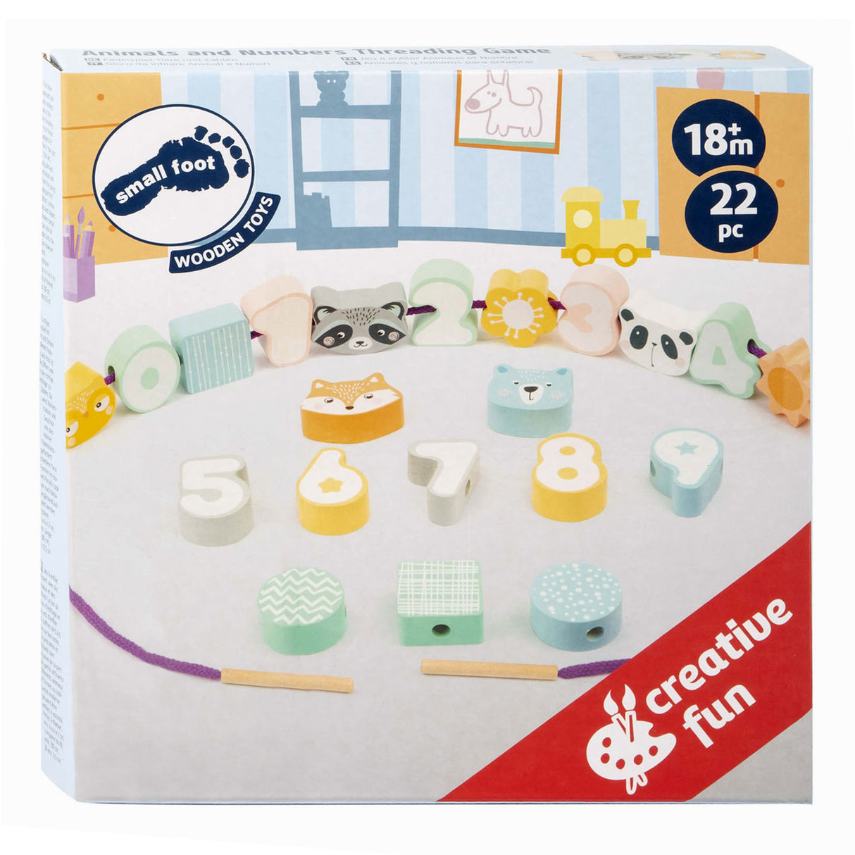 Small Foot - Aufreihspiel Tiere und Zahlen aus Holz, 22-tlg.