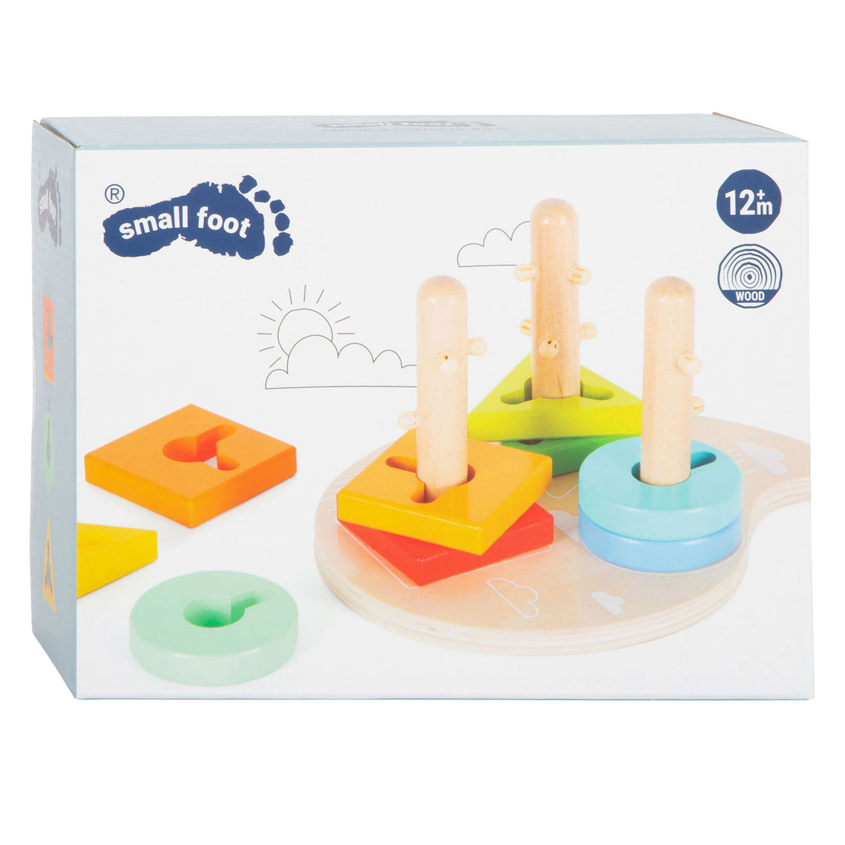 Small Foot - Holzformen und Sortiermotorik-Stapelspielzeug, 10 Stück.