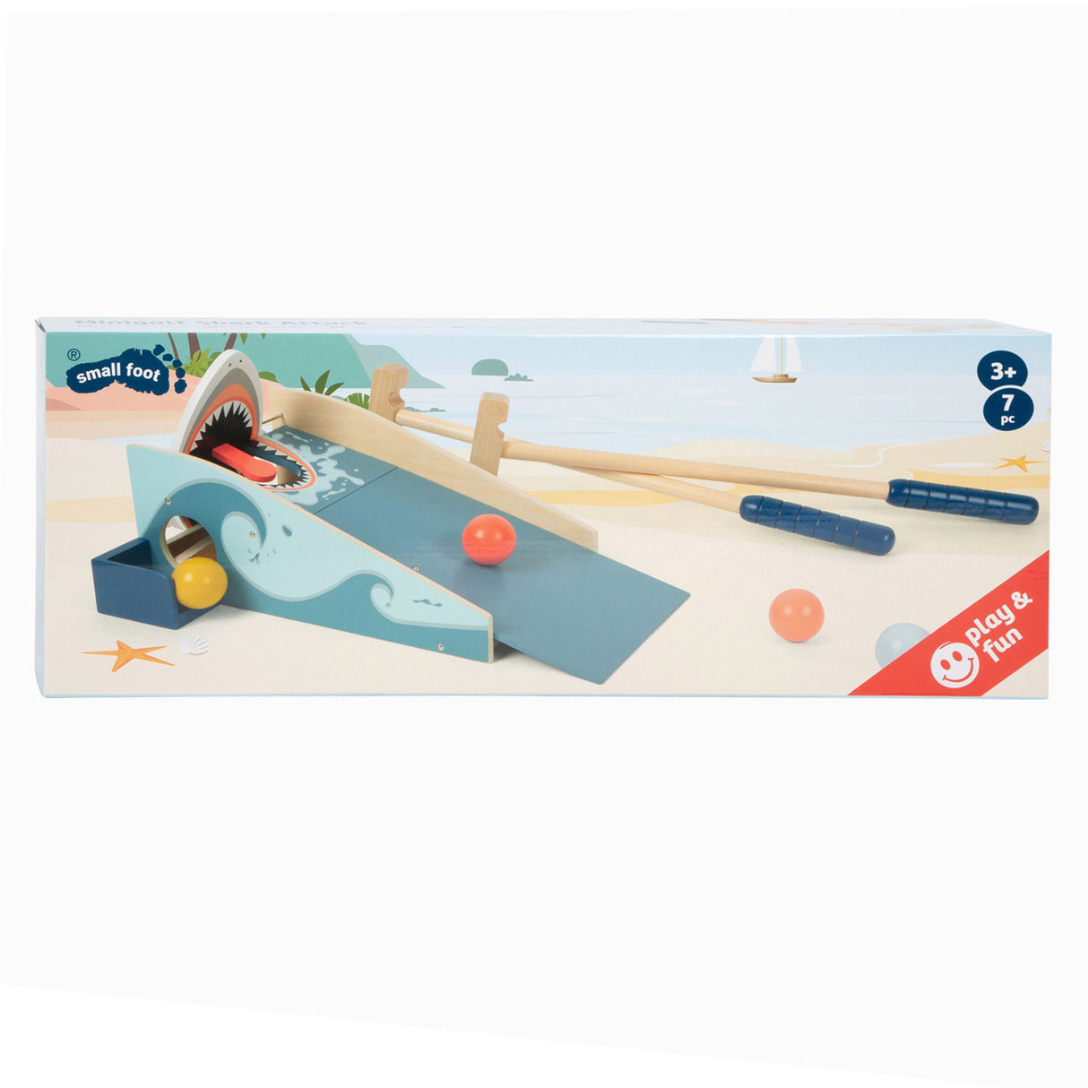 Small Foot - Minigolf Hai-Attacke aus Holz, 7-teilig.