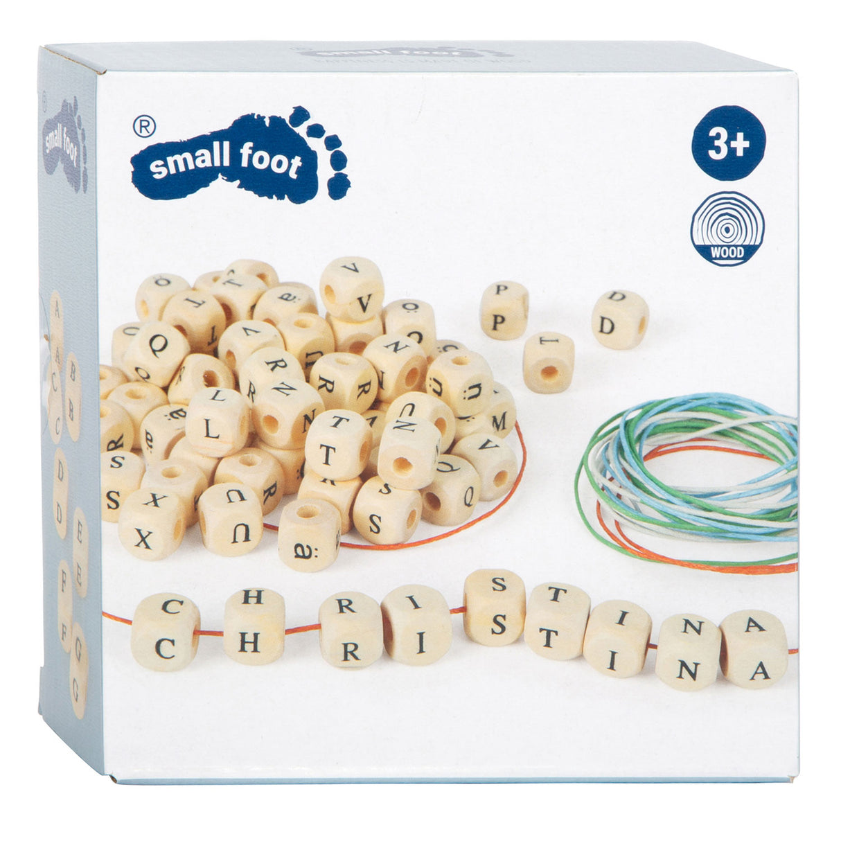 Small Foot – Herstellung von Halsketten mit Buchstabenperlen aus Holz, 300 Perlen
