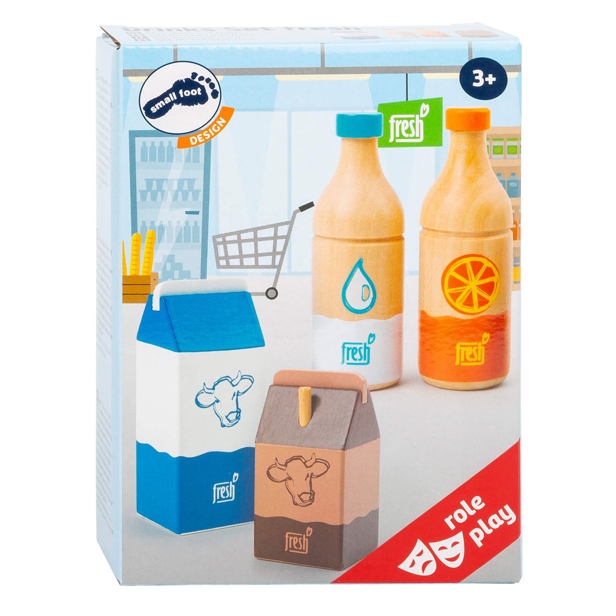 Small Foot - Holzspiel-Essen-Getränke-Set Fresh, 4-teilig,