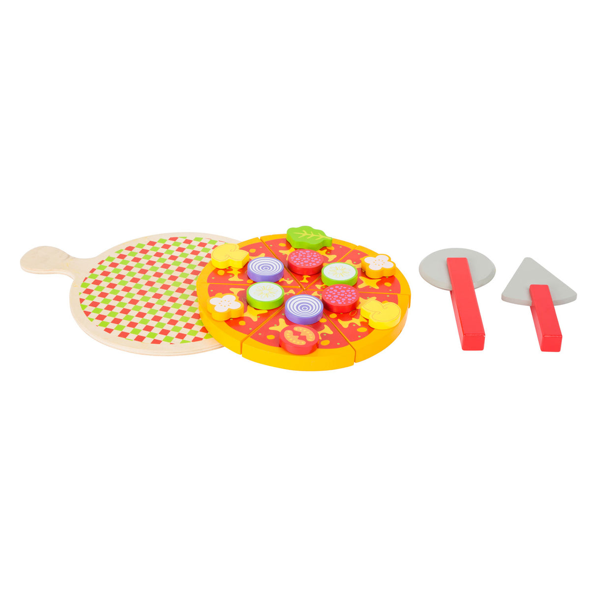 Small Foot - Schneide- und Spielpizza-Set aus Holz, 21-teilig.