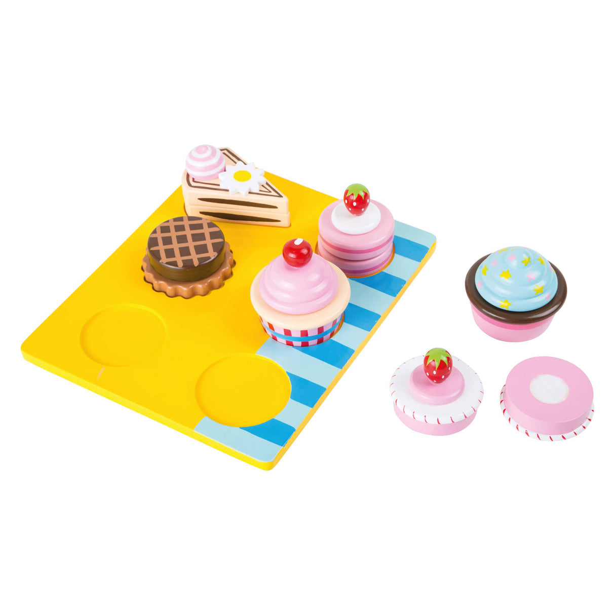 Small Foot - Cupcakes- und Kuchen-Set zum Spielen aus Holz, 13-teilig.