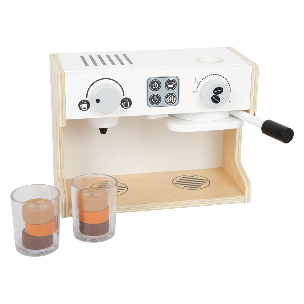 Kleiner Fußholzbistro -Kaffeemaschine, 9dlg.