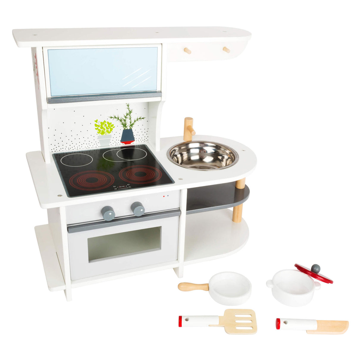 Kleine Fußholzspielküche anmutig, 6dlg.