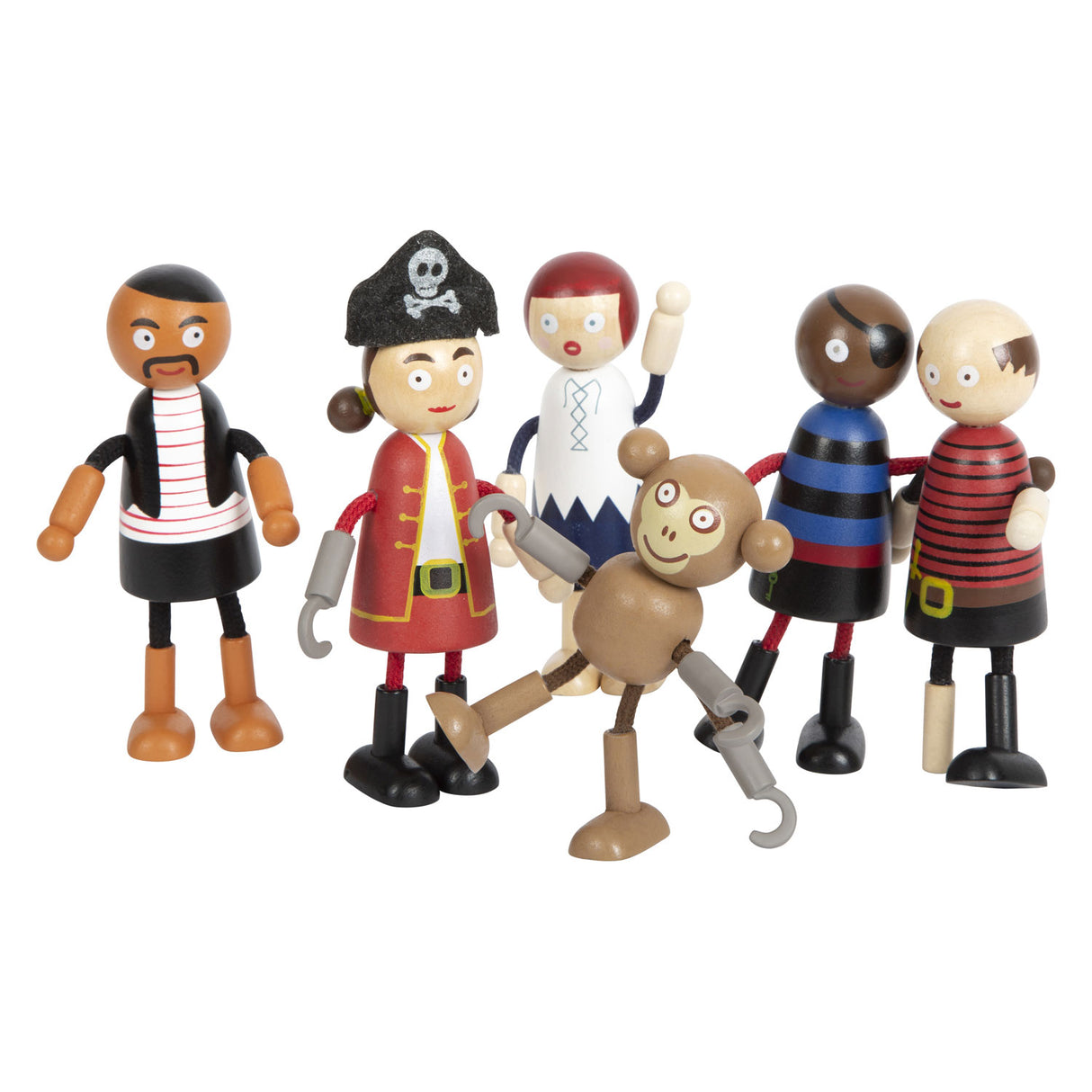 Kleiner Fuß - biegbare Piratenfiguren aus Holz, 6-tlg.