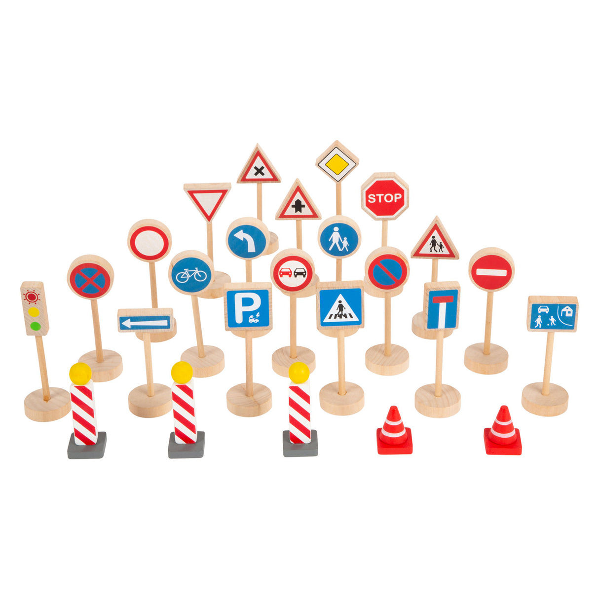 Small Foot - Mini-Verkehrsschild-Set aus Holz, 25-tlg.