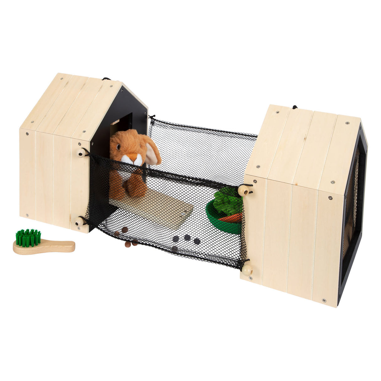 Small Foot - Hasenstall aus Holz mit Hasenplüsch, 15-teilig.