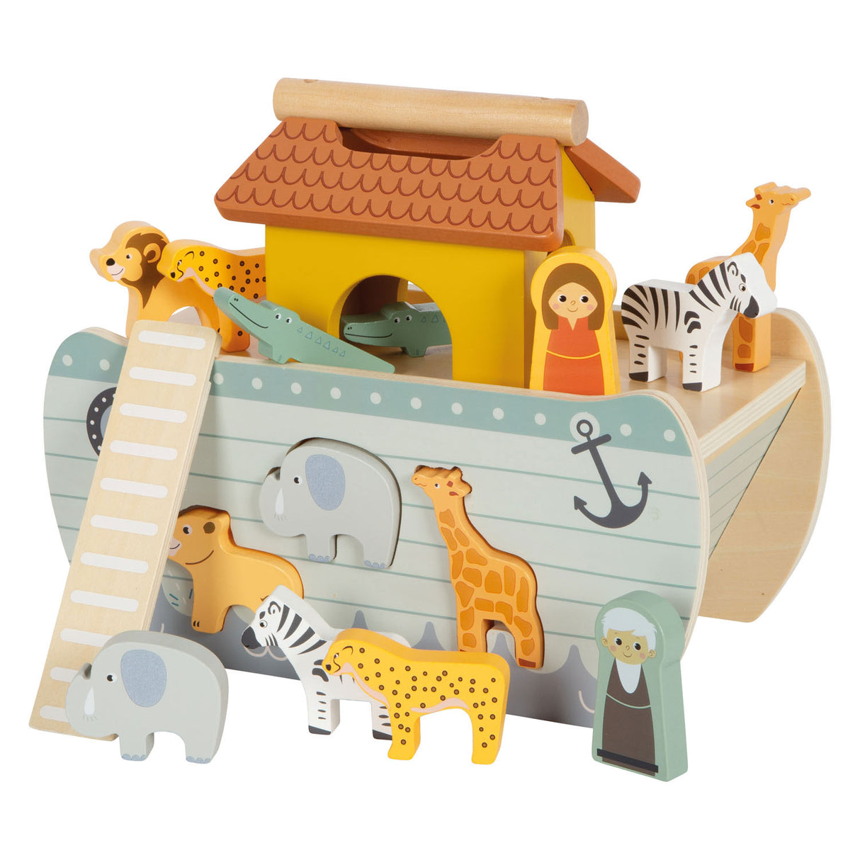 Small Foot - Holz-Formsortierer Arche Noah Safari, 15-teilig.