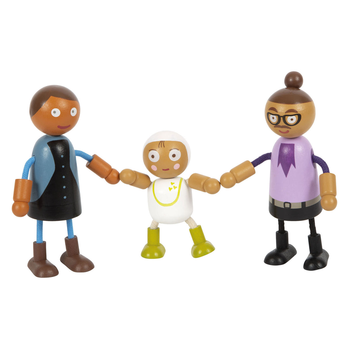 Small Foot - Holz-Biegepuppe Familie mit Baby, 8-tlg.