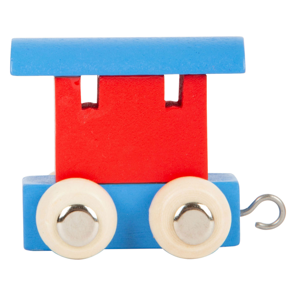 Kleiner Fuß - Holzbuchstaben-Eisenbahnwagen rot blau