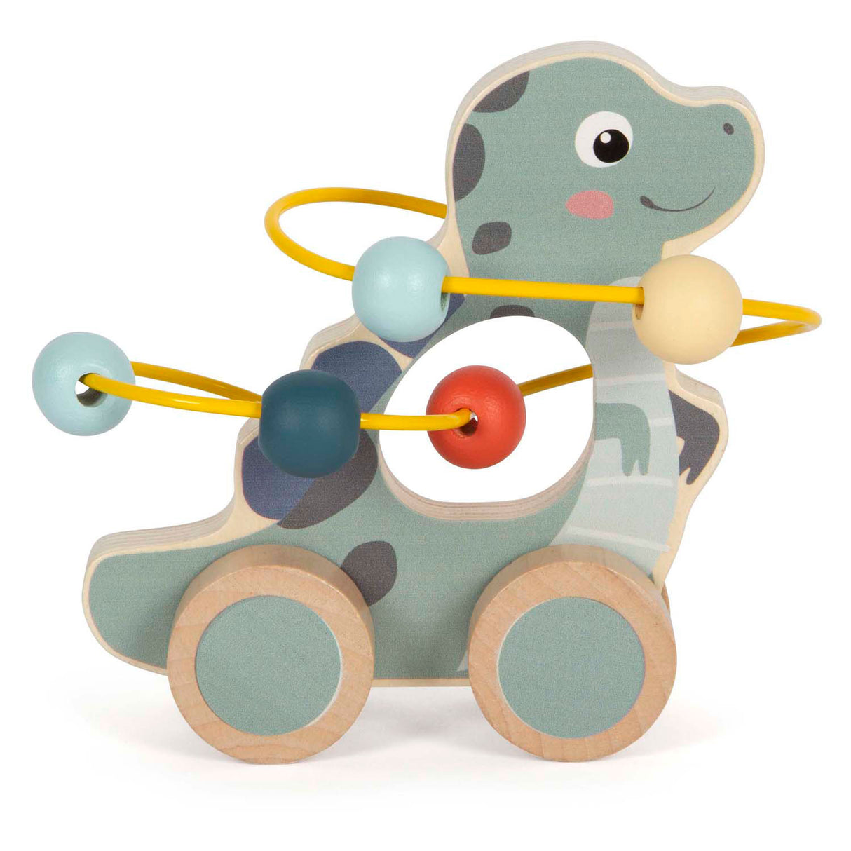 Kleiner Fuß - Holzschiebefigur Motorspirale Dino