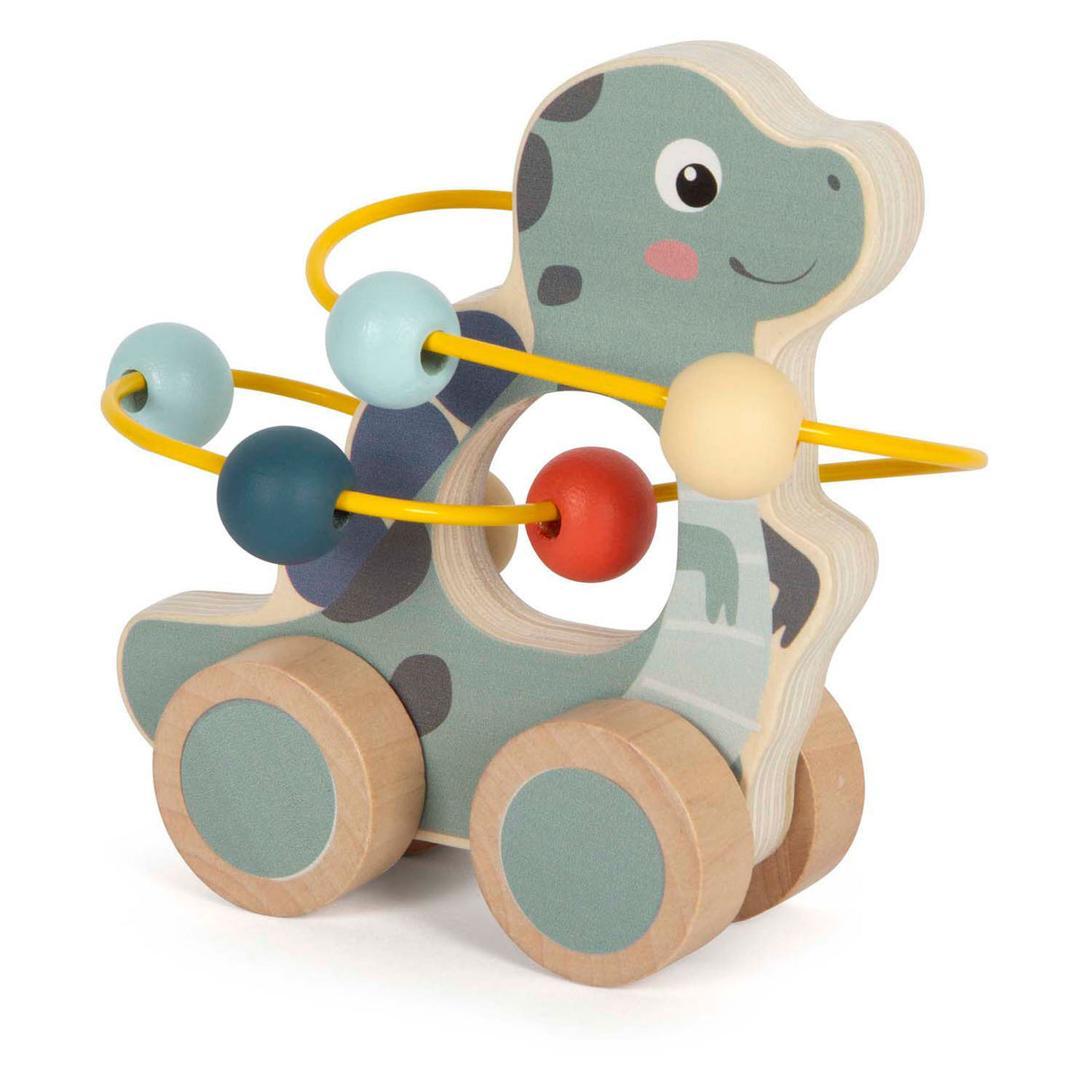 Kleiner Fuß - Holzschiebefigur Motorspirale Dino