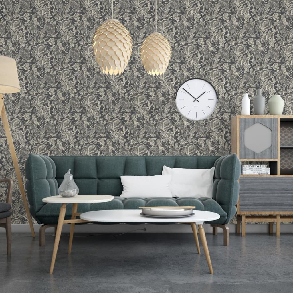Niederländische Wandverkleidung Wallpaper Mae Black und Beige