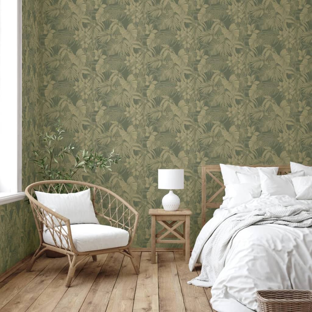 Niederländische Wandverkleidung Tapete Joelle Green und Goldfarbe