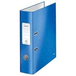 Ordner leitz 10050036 karton 80g m2 a4 breedte 8cm blauw grijpgat rugetiket