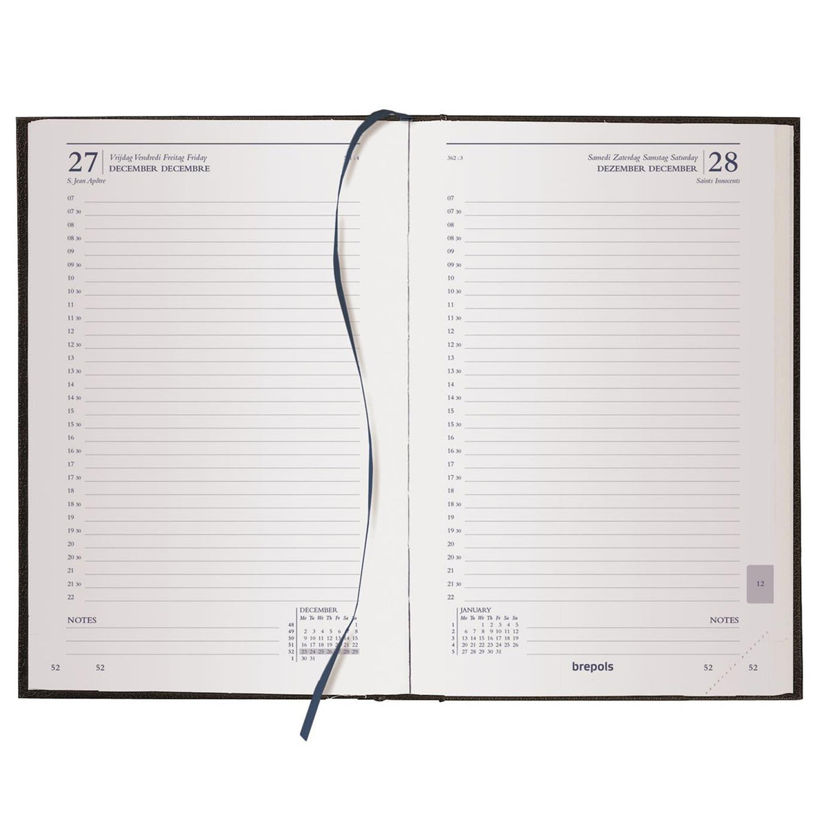 Agenda Saturn Short Lima Brepols 20,8 x 13,3 cm blau 1 Tag pro Seite