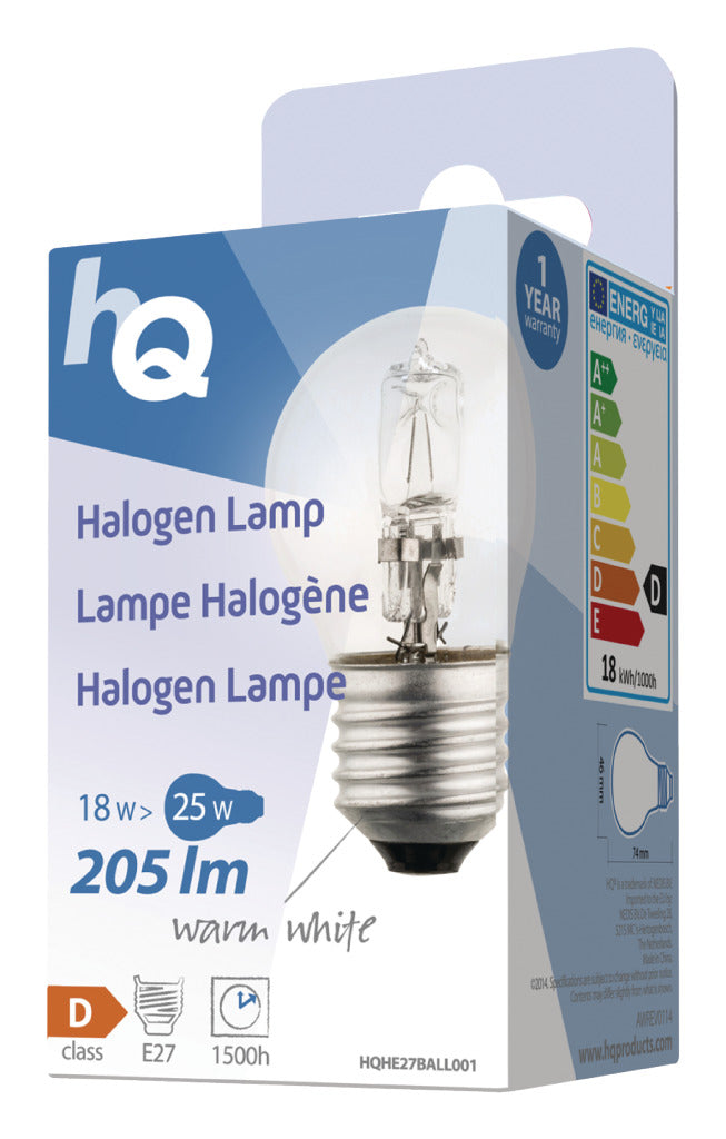 HQ HQ HQHE27 Ball001 Halogenlampe Kugel E27 18 W 205 lm 2.800 K