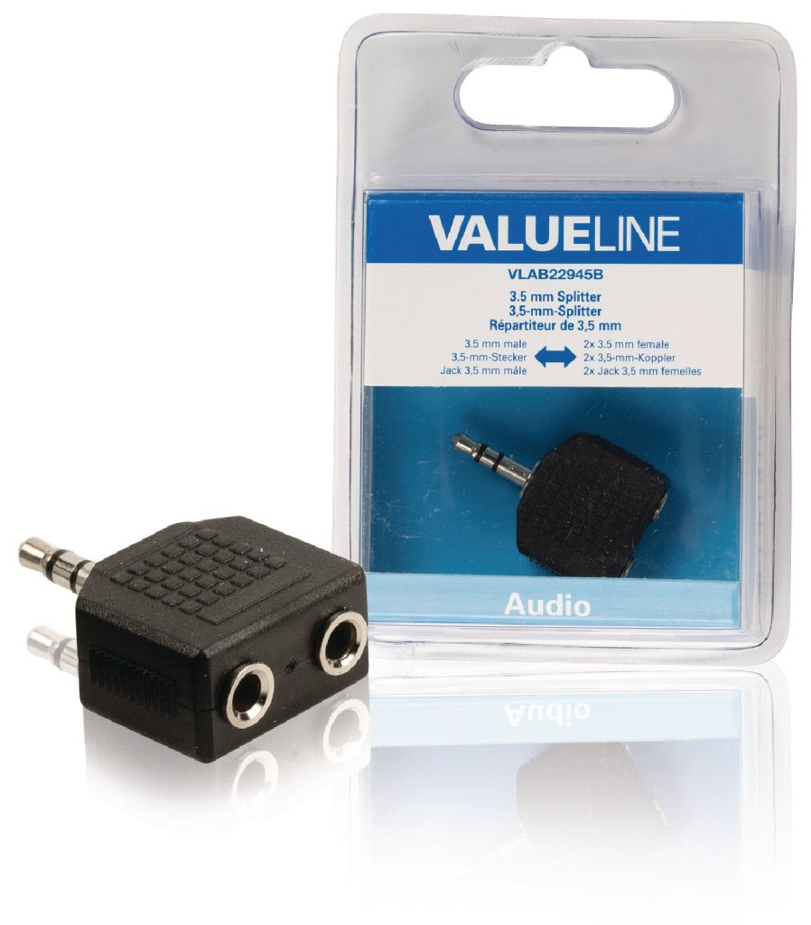 Valueline vlab22945b Audio-Splitter 3,5 mm Stecker – 2x Buchse schwarz