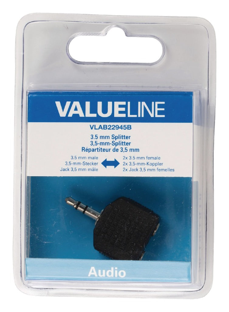 Valueline vlab22945b Audio-Splitter 3,5 mm Stecker – 2x Buchse schwarz
