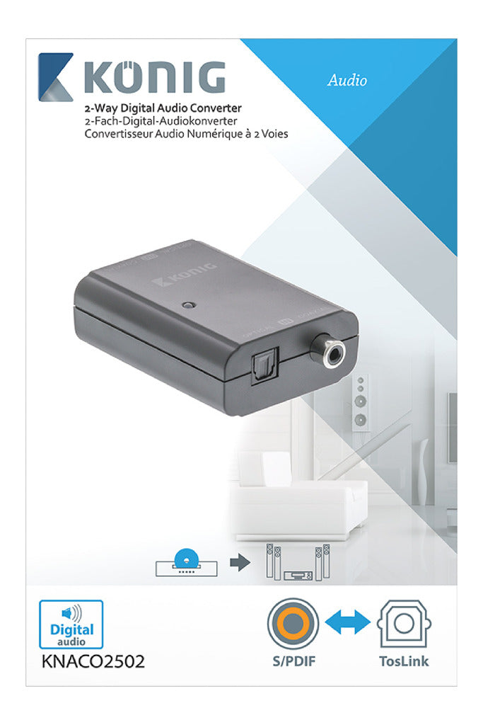 K ouml;nig König KNACO2502 Digital Audio Konverter 1x Toslink Buchse + 1x S PDIF (RCA) Buchse 1x Toslink Buchse + 1x SPDIF (RCA) Buchse Dunkelgrau
