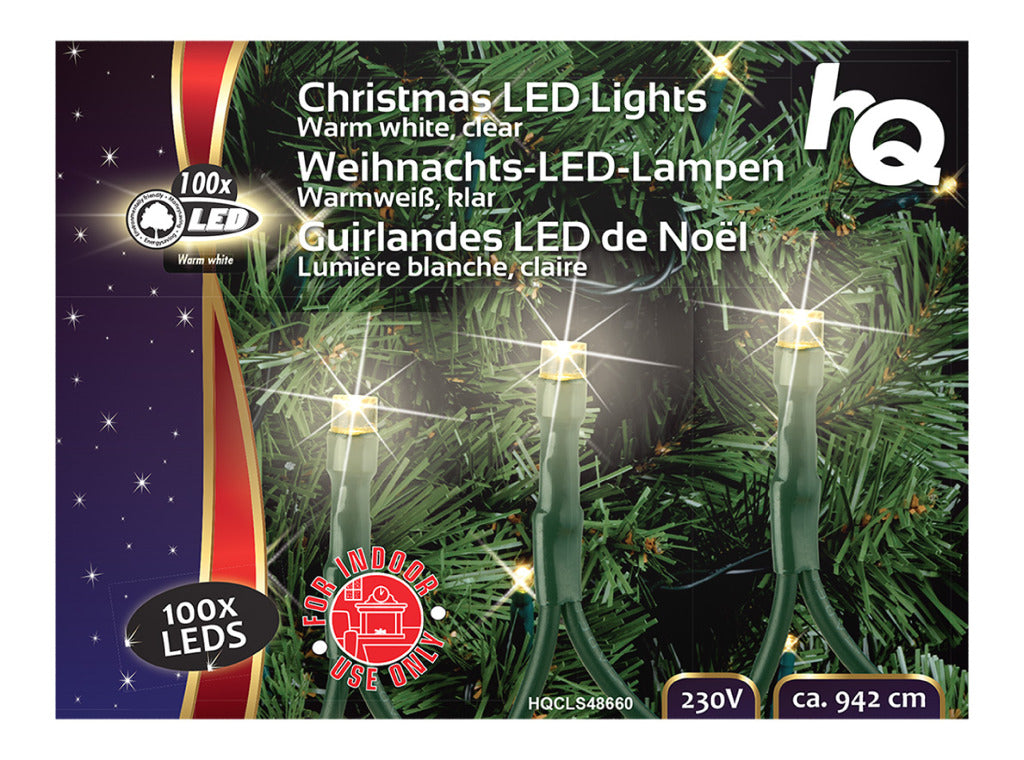 HQ HQ HQCLS48660 Weihnachtsbeleuchtung 100 LEDs 3 W 9,42 m warmweiß für den Innenbereich
