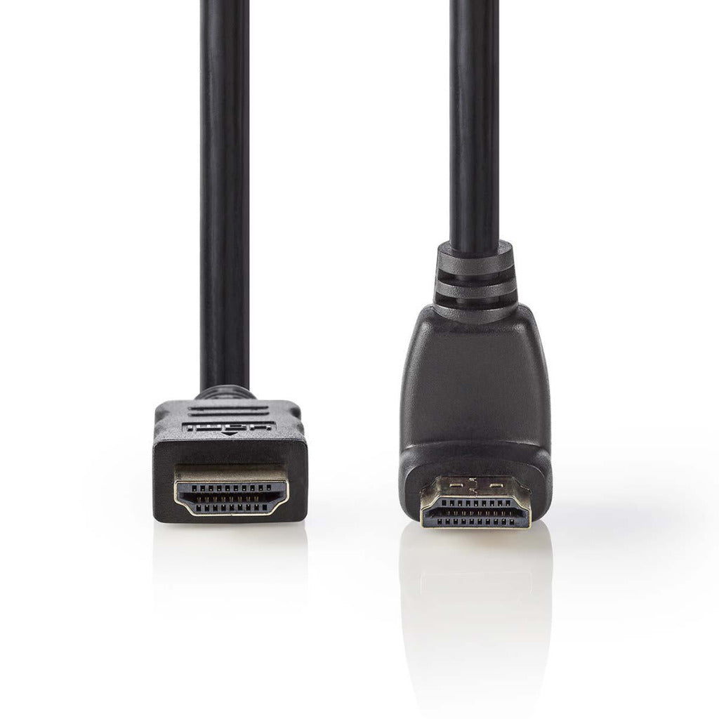 Nedis CVGP34200BK15 Hochgeschwindigkeits-HDMI-Kabel mit Ethernet-HDMI-Stecker – HDMI-Stecker 90° abgewinkelt, 1,5 m, Schwarz