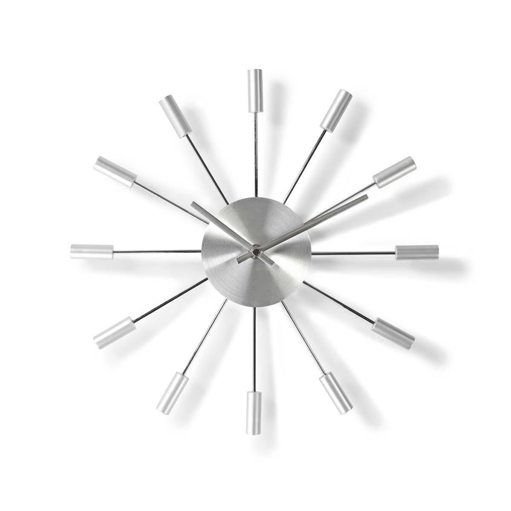 Nedis CLWA004MT34 Runde Wanduhr, Durchmesser 34 cm, Silber