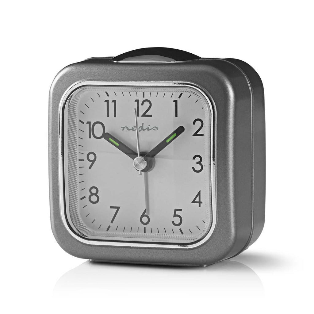 Nedis cldk005gy analoge Tischuhr mit Alarm, quadratisch, grau