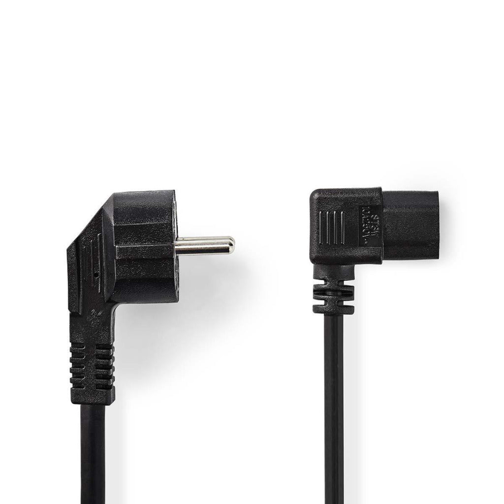 Nedis CEGP10020BK100 Stromkabel, Schuko-Stecker, abgewinkelt – IEC-320-C13, abgewinkelt, 10 m, Schwarz